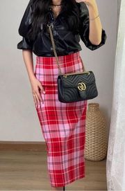 PLAID MIDI SKIRT