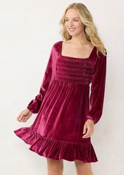 Lauren Conrad Smocked Velvet Dress