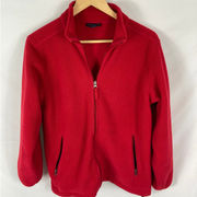 Lands'End  Red Full Zip Fleece Sweater Size Medium Petite