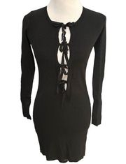 Dolls Kill Current Mood Long Sleeve Bodycon Mini Dress Black Size Medium