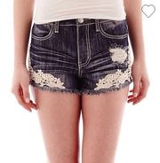 ALMOST Famous crochet trim denim shorts Jr size 0