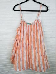 🎉  Orange White Stripes Mini Sundress MetalThread Strap Sz L