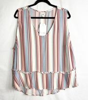 LOVE, FIRE Peplum Striped V-Neck Tank Top NWT in 2X