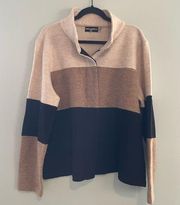 Karl Lagerfeld Wool Blend Striped Button Sweater XL