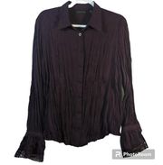 Apostrophe Plum Purple Button Up Blouse Lace Crinkle Size 18/20