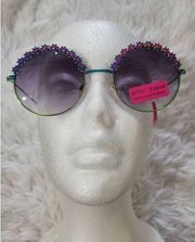 NWT Betsey Johnson Round Rainbow Floral Sunglasses
