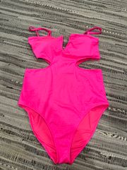 Pink Cut Out One Piece Swimsuit