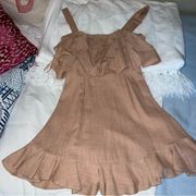ruffle light pink/tan mini dress XS
