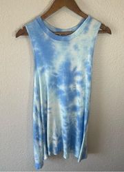 Audrey 3 + 1 |‎ Blue & White Tie Dye Tank Top Tunic Sz. M