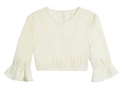 WeWoreWhat Ivory Poplin Ruffle Sleeve Crop Top Size M NWT!