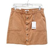 Kensie Corduroy Button Up Mini Skirt Size 8