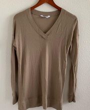 Everlane V Neck Tan 100% Wool Sweater Neutral Elevated Basic Small