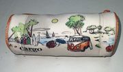 Cargo Cosmetics Makeup Bag White Orange Beach Surf VW Bus 7.5" X3"