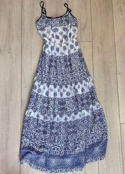 Michael Kors Dress Small Petite Blue White Maxi Tank Floral Paisley Summer NWT