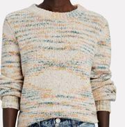 Anthropologie Rails Ribbed Sybil White Space Dye Oversized Crew Neck Sweater XS