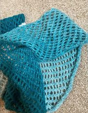 Handmade Crochet 100% cotton Infinity Scarf Teal Ombre to Cream
