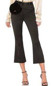 Frame Crop Flare Trouser Size 4 Noir Black Wool Blend Sateen