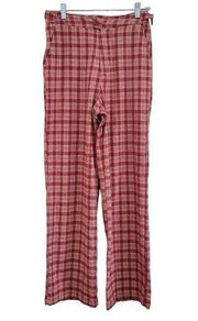 John Galt Red Orange Plaid Tartan Trouser Pants High Rise Wide Leg One Size OS