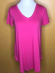 Zenana Premium Shirt Pink Short Sleeve V-Neck Top New S