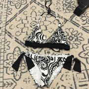 Red Camel Black & White Bikini Small