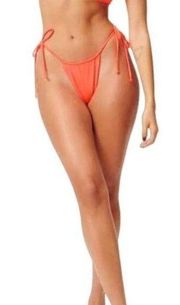 NEW Good American Women's Size (2) M Hot Coral Pink Tiny Ties Bikini Bottom