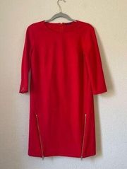 Magaschoni red zipper detail dress size 4