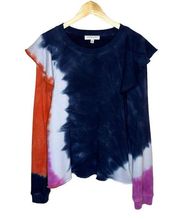 Something Navy Maegan Tie Dye Ruffle Cotton Sweatshirt Size XL