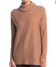 NEW Tahari Ribbed Turtleneck Camel Tunic Sweater Vented Sides Size XL NWOT