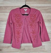 Pink Beaded Button Lambs Wool Blend Cardigan Sweater Women’s Small