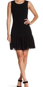 Sandro Replay black pleated hem cross back mini dress medium