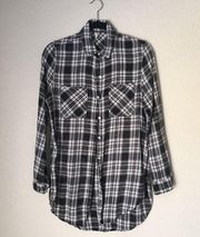 Tokyo Darling Plaid Button Down Tunic Top S