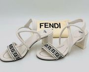 FENDI White/Black Leather Block Heel Ankle size 37