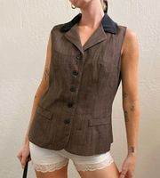 Vintage 1990's Brown Plaid Laura Scott Vest Top