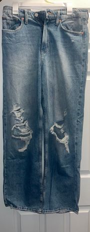 Loose Straight High Waist Distressed Jeans