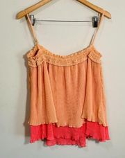 Pink Lily Ombre Sleeveless Crinkle Layered Top women's size large