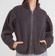 Gray Cozy Full Zip Sherpa Teddy Jacket Size XS NWT!