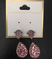 Adrienne Vittadini Pink Oval Crystal Earrings