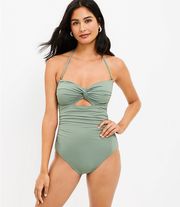 NWT  Mountain Rosemary Beach Shirred Twist Bandeau One Piece Swimsuit( XS )