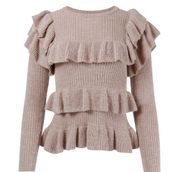 Ulla Johnson Mabel alpaca silk blend ruffled pullover sweater in natural size XS