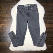 Brandy Melville Moto Zip Faded Black Skinny Jeans