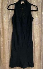 Diane Von Furstenberg Black Bodycon Keyhole Open back Mini Dress, Size 4