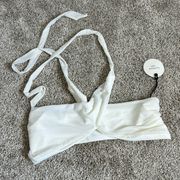 TULAROSA Nylon Halter Bikini Top NWT Cream White XS