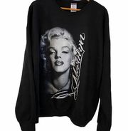 Jerzees Marilyn Monroe Black & White Graphic Print Crewneck Sweatshirt Black Unisex  2XL