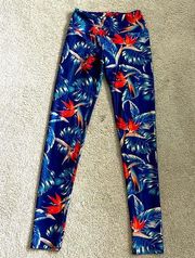 EGC vibrant blue floral Gold‎ Sheep Clothing super stretch legging size small