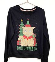 Holiday Time Bah Humbug Grumpy Cat Christmas Sweatshirt Size Medium