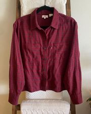 NWOT  classic red plaid flannel button down shirt