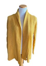 NWT Womens  Open Front Chunky Knit Cardigan Sweater in Gold - Sz L