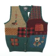 NWT Woolrich Vintage Handframed Wool Country Colorblock Sweater Vest S