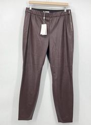 BOSS Hugo Boss Womens Simounia Taslima Brown Faux Leather Skinny Pants 14 NEW