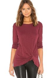 Bobi Slubbed Jersey Knotted Tee in Bordeaux